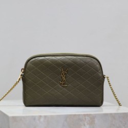 Replica YSL Saint Laurent Gaby Quilted Zip Pouch Blue Clone Knockoff