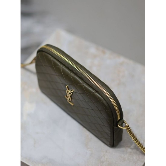 Replica YSL Saint Laurent Gaby Quilted Zip Pouch Blue Clone Knockoff