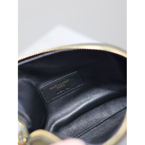 Replica YSL Saint Laurent Gaby Quilted Zip Pouch Blue Clone Knockoff