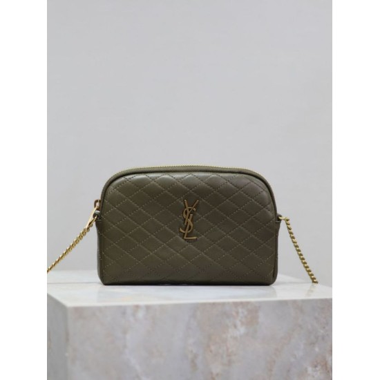 Replica YSL Saint Laurent Gaby Quilted Zip Pouch Blue Clone Knockoff