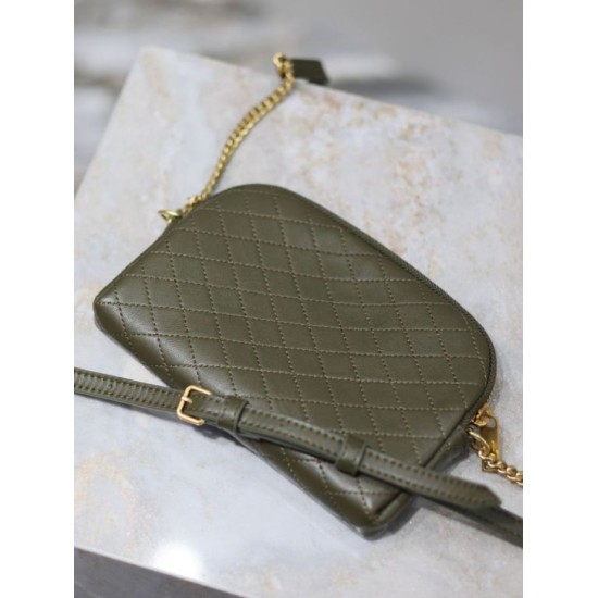 Replica YSL Saint Laurent Gaby Quilted Zip Pouch Blue Clone Knockoff