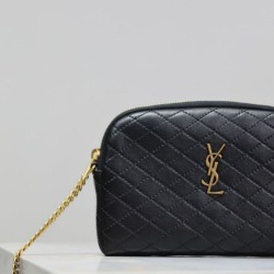Replica YSL Saint Laurent Gaby Quilted Zip Pouch Black Clone Knockoff