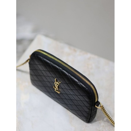 Fake YSL Saint Laurent Gaby Quilted Zip Pouch Black Wholesale Replica YSL Saint Laurent Gaby Quilted Zip Pouch Black Clone Knockoff