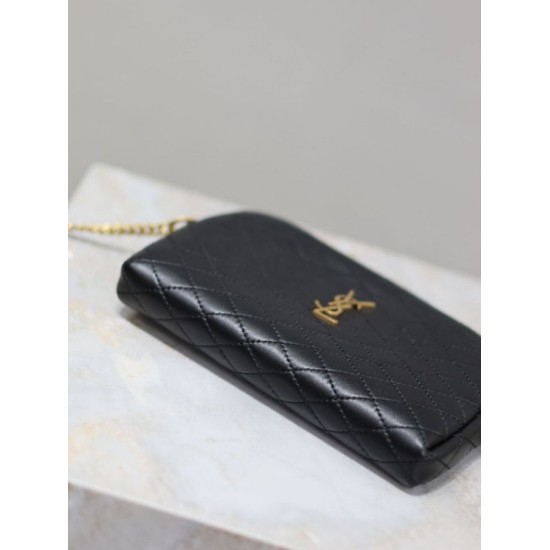 Fake YSL Saint Laurent Gaby Quilted Zip Pouch Black Wholesale Replica YSL Saint Laurent Gaby Quilted Zip Pouch Black Clone Knockoff