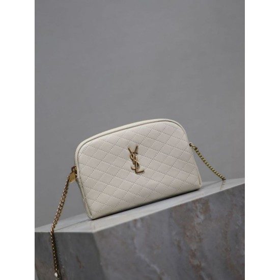 Replica YSL Saint Laurent Gaby Quilted Zip Pouch White Clone Knockoff