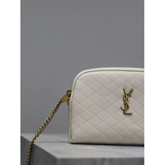 Replica YSL Saint Laurent Gaby Quilted Zip Pouch White Clone Knockoff