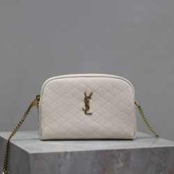 Replica YSL Saint Laurent Gaby Quilted Zip Pouch White Clone Knockoff