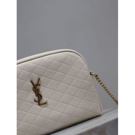 Replica YSL Saint Laurent Gaby Quilted Zip Pouch White Clone Knockoff