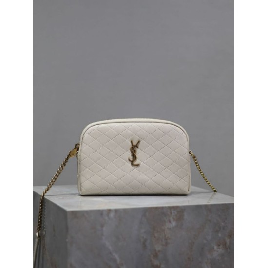 Replica YSL Saint Laurent Gaby Quilted Zip Pouch White Clone Knockoff