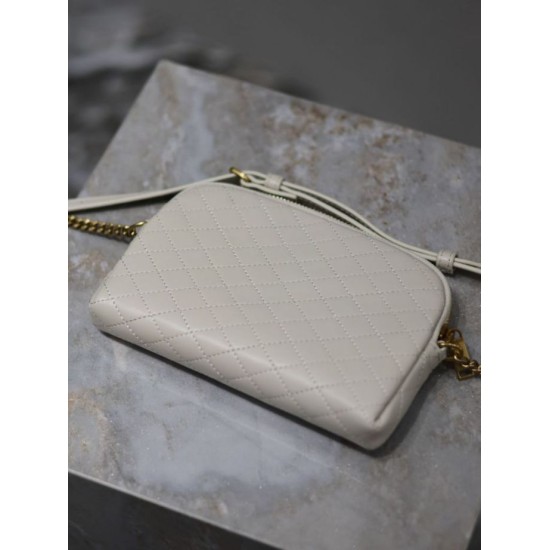 Replica YSL Saint Laurent Gaby Quilted Zip Pouch White Clone Knockoff