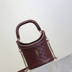 Replica YSL Saint Laurent Gaby Bucket Bags Burgundy Clone Knockoff