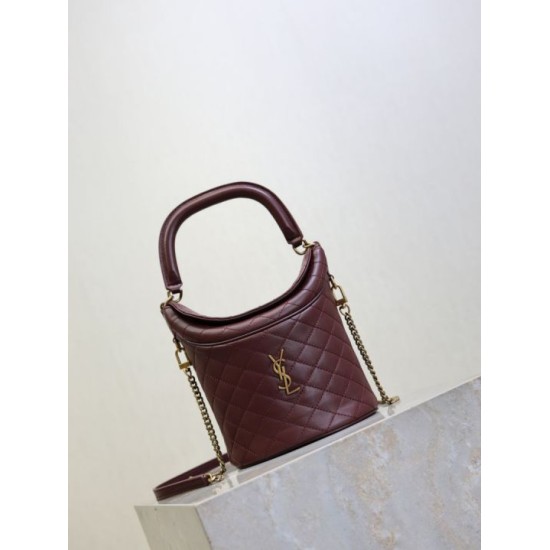 Replica YSL Saint Laurent Gaby Bucket Bags Burgundy Clone Knockoff