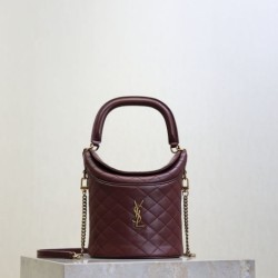 Replica YSL Saint Laurent Gaby Bucket Bags Burgundy Clone Knockoff