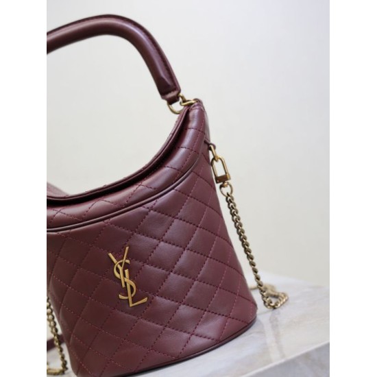 Replica YSL Saint Laurent Gaby Bucket Bags Burgundy Clone Knockoff