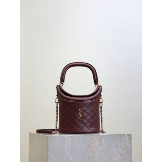 Replica YSL Saint Laurent Gaby Bucket Bags Burgundy Clone Knockoff