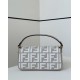 Replica Fendi Baguette FF Embroidered Classic Shoulder Bag Gray Clone Knockoff