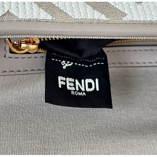 Replica Fendi Baguette FF Embroidered Classic Shoulder Bag Gray Clone Knockoff