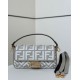 Replica Fendi Baguette FF Embroidered Classic Shoulder Bag Gray Clone Knockoff