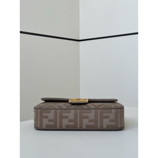 Replica Fendi Baguette FF Embroidered Classic Shoulder Bag Brown Clone Knockoff