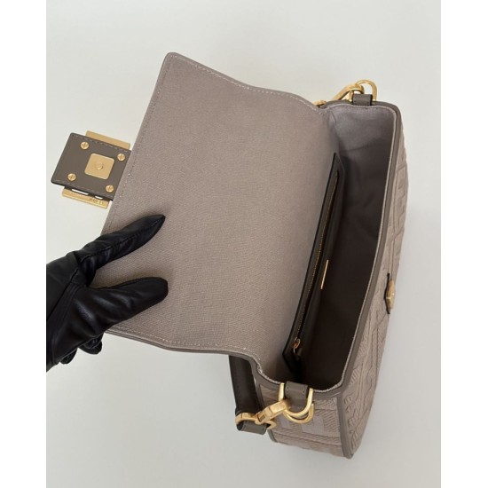 Replica Fendi Baguette FF Embroidered Classic Shoulder Bag Brown Clone Knockoff