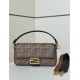 Replica Fendi Baguette FF Embroidered Classic Shoulder Bag Brown Clone Knockoff