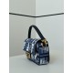 Replica Fendi Baguette FF Embroidered Classic Shoulder Bag Blue Clone Knockoff