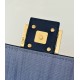 Replica Fendi Baguette FF Embroidered Classic Shoulder Bag Blue Clone Knockoff