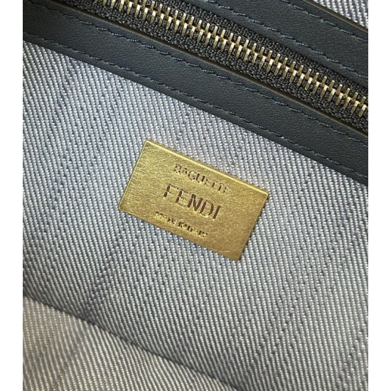 Replica Fendi Baguette FF Embroidered Classic Shoulder Bag Blue Clone Knockoff