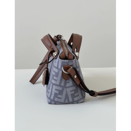 Replica Fendi Grace FF Denim Calfskin Bag Mini By The Way Boston Blue Clone Knockoff