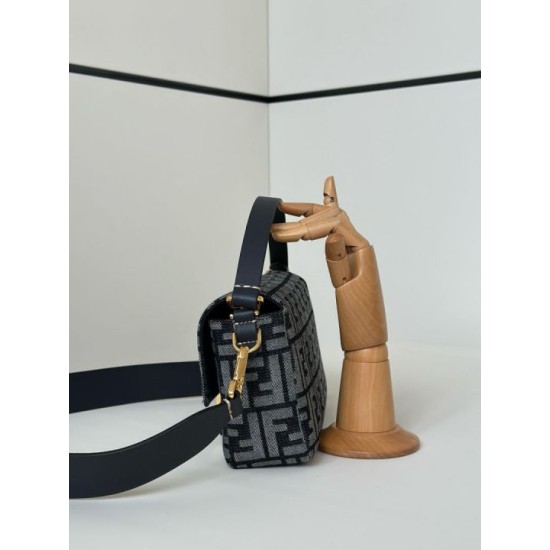 Replica Fendi Baguette Bag Blue Denim-Effect FF Jacquard Clone Knockoff