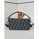 Replica Fendi Baguette Bag Blue Denim-Effect FF Jacquard Clone Knockoff