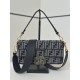 Replica Fendi Baguette Bag Blue Denim-Effect FF Jacquard Clone Knockoff