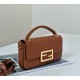 Replica Fendi Baguette Bag with Top Handle and Embossed FF Logo Brown Clone Knockoff