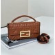 Replica Fendi Baguette Bag with Top Handle and Embossed FF Logo Brown Clone Knockoff