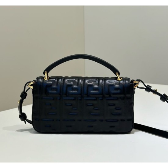 Fake Fendi Baguette Bag with Top Handle and Embossed FF Logo Black Wholesale Replica Fendi Baguette Bag with Top Handle and Embossed FF Logo Black Clone Knockoff