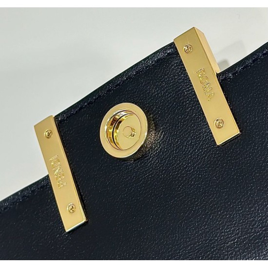 Fake Fendi Baguette Bag with Top Handle and Embossed FF Logo Black Wholesale Replica Fendi Baguette Bag with Top Handle and Embossed FF Logo Black Clone Knockoff
