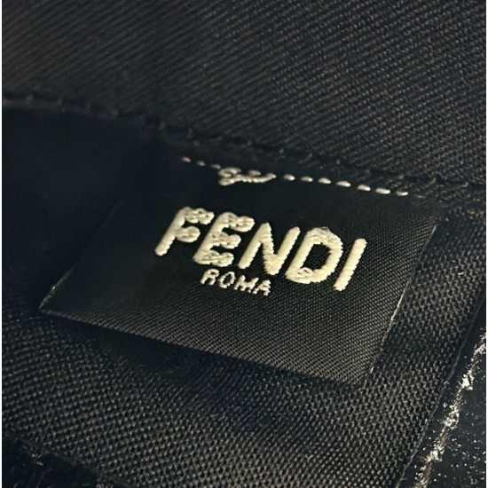 Fake Fendi Baguette Bag with Top Handle and Embossed FF Logo Black Wholesale Replica Fendi Baguette Bag with Top Handle and Embossed FF Logo Black Clone Knockoff
