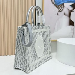 Replica Dior Book Tote Bag Small/Medium/Large with Oblique Embroidery and Shoulder Strap Blue/White Clone Knockoff