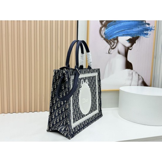 Replica Dior Book Tote Bag Small/Medium/Large with Oblique Embroidery and Shoulder Strap Black Clone Knockoff