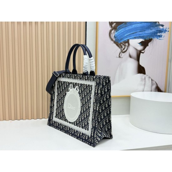 Replica Dior Book Tote Bag Small/Medium/Large with Oblique Embroidery and Shoulder Strap Black Clone Knockoff