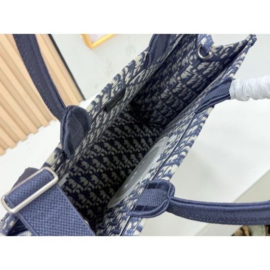 Replica Dior Book Tote Bag Small/Medium/Large with Oblique Embroidery and Shoulder Strap Black Clone Knockoff