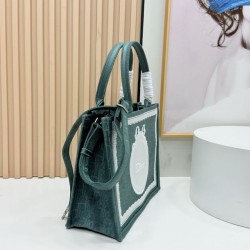 Replica Dior Book Tote Bag Small/Medium/Large with Oblique Embroidery and Shoulder Strap Green Clone Knockoff