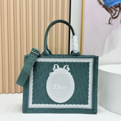Replica Dior Book Tote Bag Small/Medium/Large with Oblique Embroidery and Shoulder Strap Green Clone Knockoff
