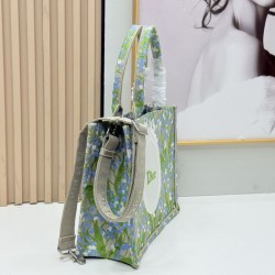 Replica Dior Book Tote Bag Small/Medium/Large with Lily of the Valley Pattern Green Clone Knockoff