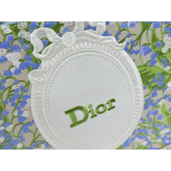 Replica Dior Book Tote Bag Small/Medium/Large with Lily of the Valley Pattern Green Clone Knockoff