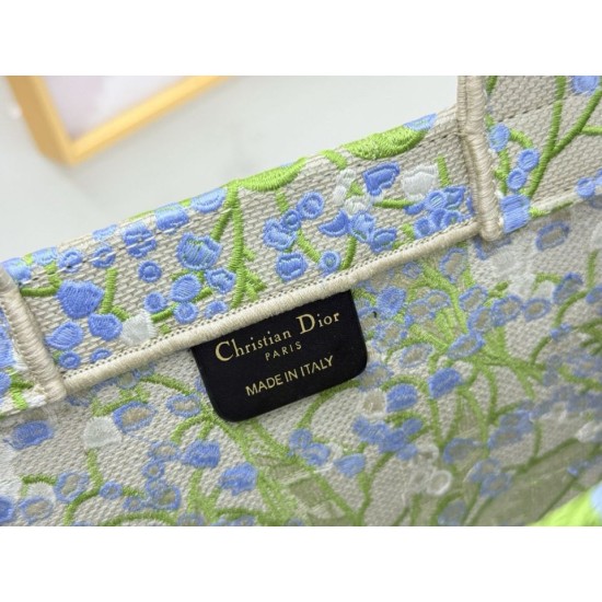 Replica Dior Book Tote Bag Small/Medium/Large with Lily of the Valley Pattern Green Clone Knockoff