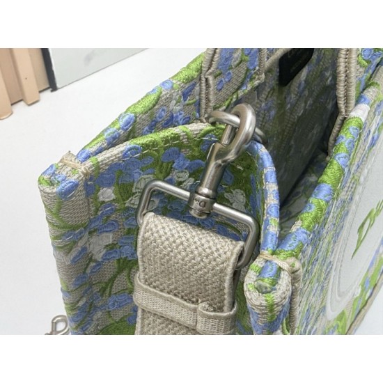 Replica Dior Book Tote Bag Small/Medium/Large with Lily of the Valley Pattern Green Clone Knockoff