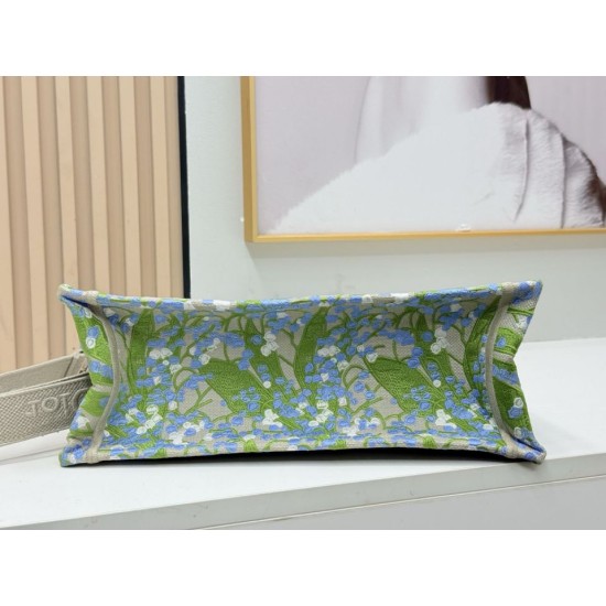 Replica Dior Book Tote Bag Small/Medium/Large with Lily of the Valley Pattern Green Clone Knockoff