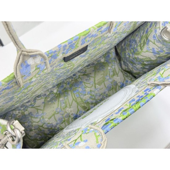 Replica Dior Book Tote Bag Small/Medium/Large with Lily of the Valley Pattern Green Clone Knockoff