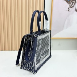 Replica Dior Book Tote Bag with Embroidery and White Lace Frame Black Clone Knockoff